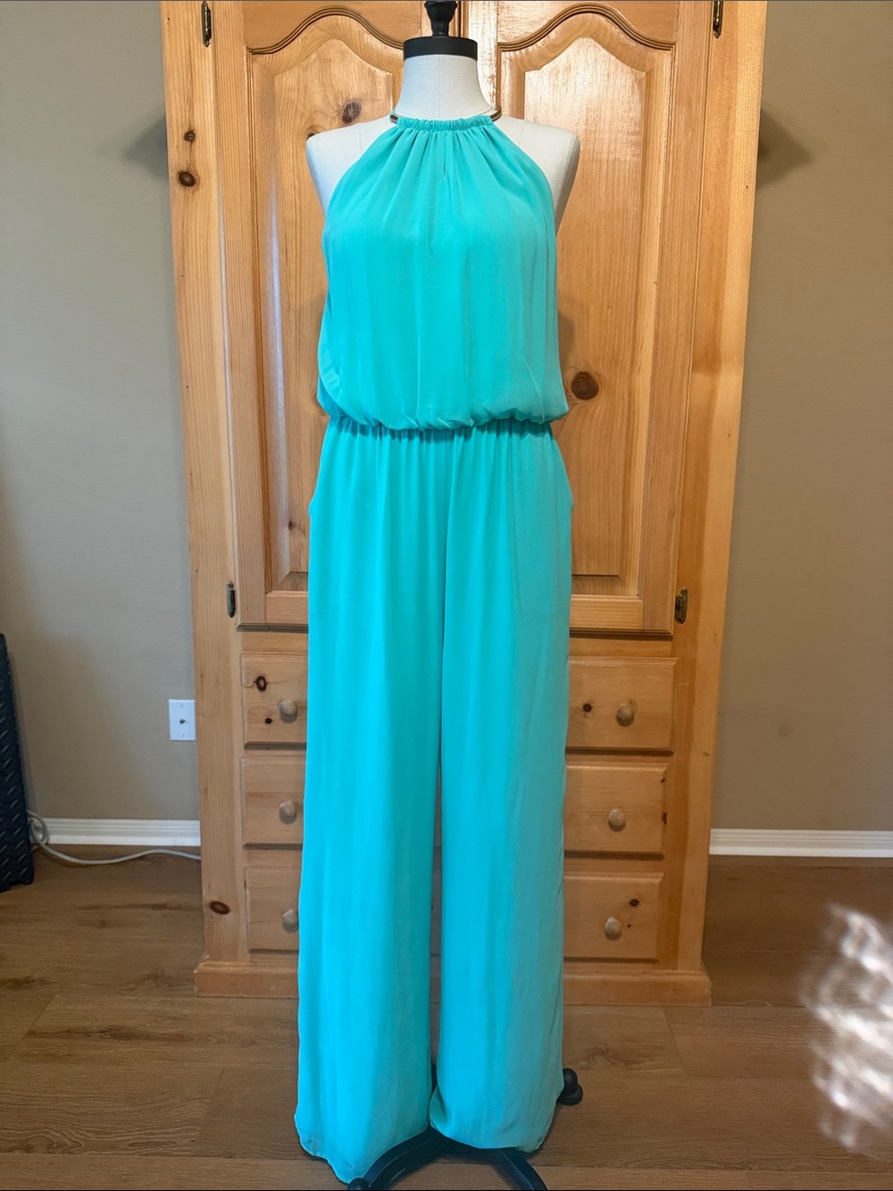 Tahari ASL Mint Jumpsuit Crepe Chiffon M